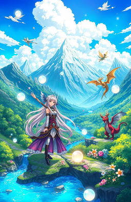 A vibrant and enchanting anime scene depicting a character who has been reincarnated into a magical world