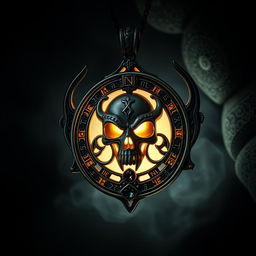 A beautifully crafted pendant representing the Norse goddess Hel, featuring intricate details such as a skull motif and dark gemstones