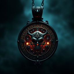 A beautifully crafted pendant representing the Norse goddess Hel, featuring intricate details such as a skull motif and dark gemstones