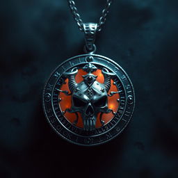A beautifully crafted pendant representing the Norse goddess Hel, featuring intricate details such as a skull motif and dark gemstones