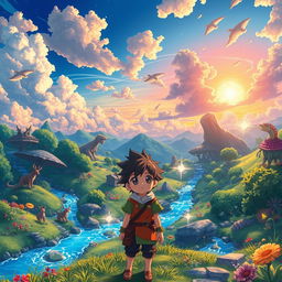 A captivating anime scene illustrating the concept of reincarnation into a magical world