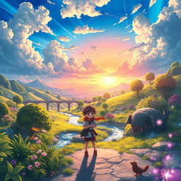 A captivating anime scene illustrating the concept of reincarnation into a magical world