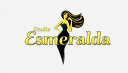 A stylish and playful logo design for 'Studio Esmeralda', featuring a sexy girl silhouette integrated into the letters