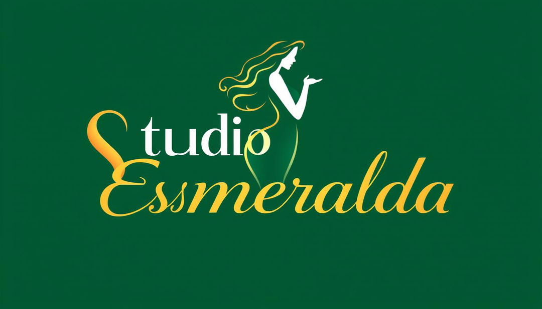 A stylish and playful logo design for 'Studio Esmeralda', featuring a sexy girl silhouette integrated into the letters