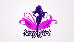 A sleek and modern logo design featuring a stylized silhouette of a sexy girl, elegantly posing with an alluring posture