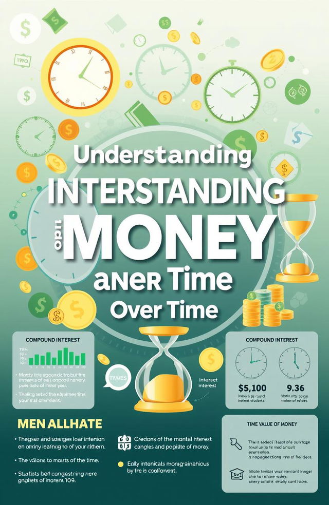 A visually engaging front page design focused on the theme 'Interest and Money – Time Relationships'