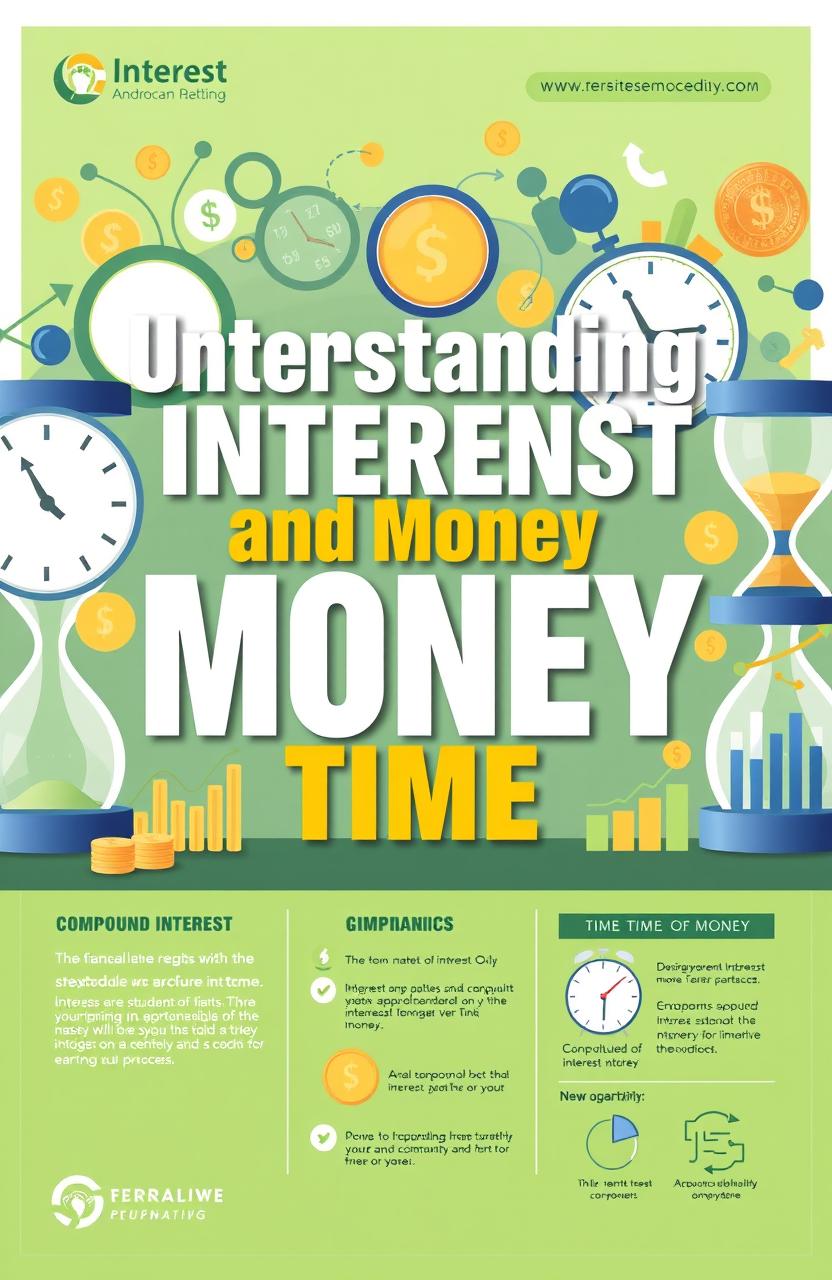 A visually engaging front page design focused on the theme 'Interest and Money – Time Relationships'