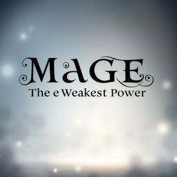 A minimalistic book cover featuring only the title 'Mage With The Weakest Power' in a fantasy-themed font