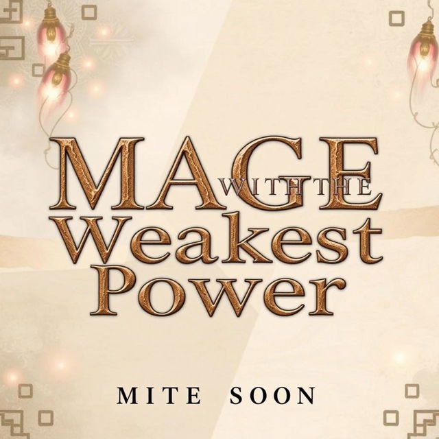 A minimalistic book cover featuring only the title 'Mage With The Weakest Power' in large, eye-catching fantasy-style lettering