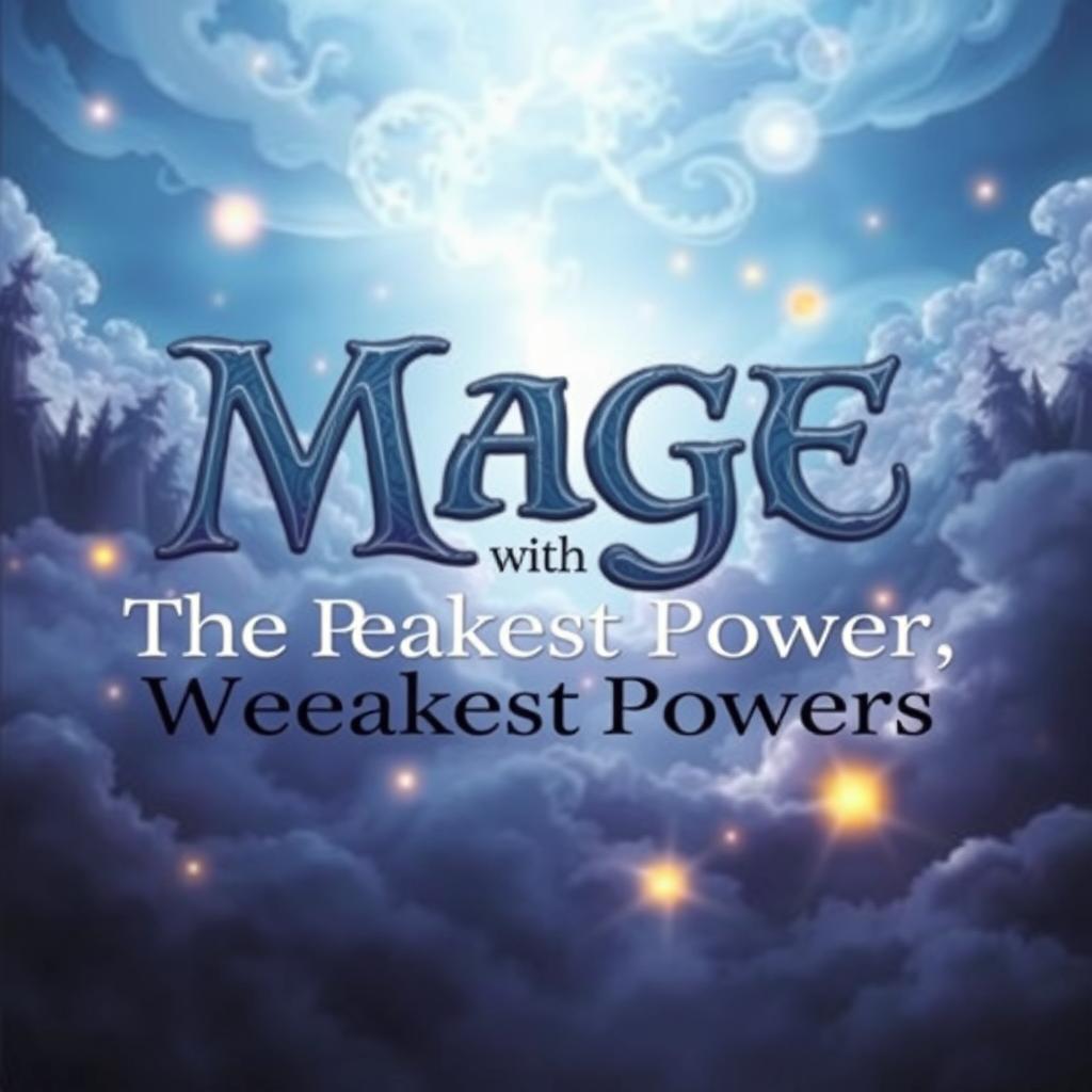 A striking book cover for 'Mage With The Weakest Power', prominently featuring the title in large, ornate fantasy-style lettering at the center