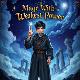 A captivating front cover for the book titled 'Mage With The Weakest Power'