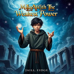 A captivating front cover for the book titled 'Mage With The Weakest Power'