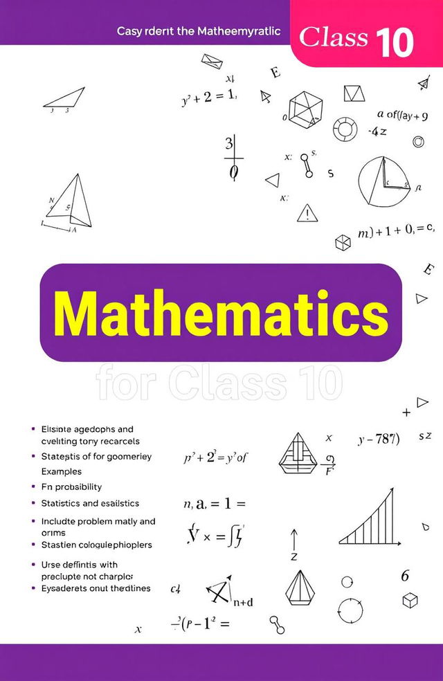 Mathematics for Class 10 encompassing key topics such as algebra, geometry, trigonometry, statistics, and probability