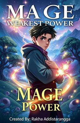 A captivating front cover design for the title 'Mage With The Weakest Power'