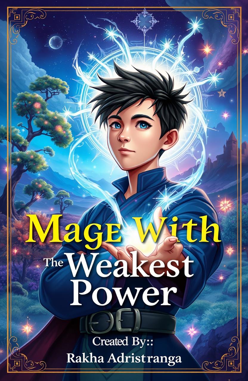 A captivating front cover design for the title 'Mage With The Weakest Power'