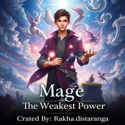 A visually striking front cover for the title 'Mage With The Weakest Power'