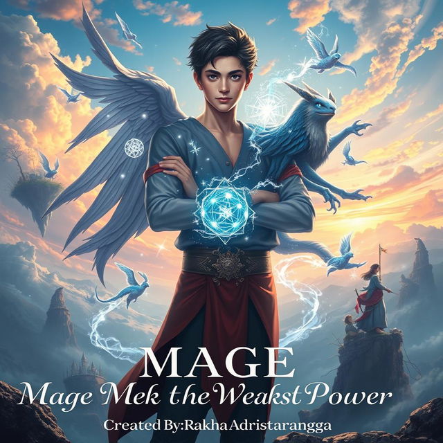 A visually striking front cover for the title 'Mage With The Weakest Power'