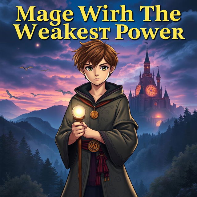 An enchanting front cover for the title 'Mage With The Weakest Power'