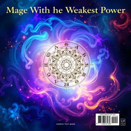 A captivating back cover design for the title 'Mage With The Weakest Power'