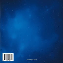 A visually striking back cover design featuring a deep galaxy blue background, adorned with subtle celestial patterns like stars, nebulae, and galaxies