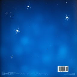 A visually striking back cover design featuring a deep galaxy blue background, adorned with subtle celestial patterns like stars, nebulae, and galaxies