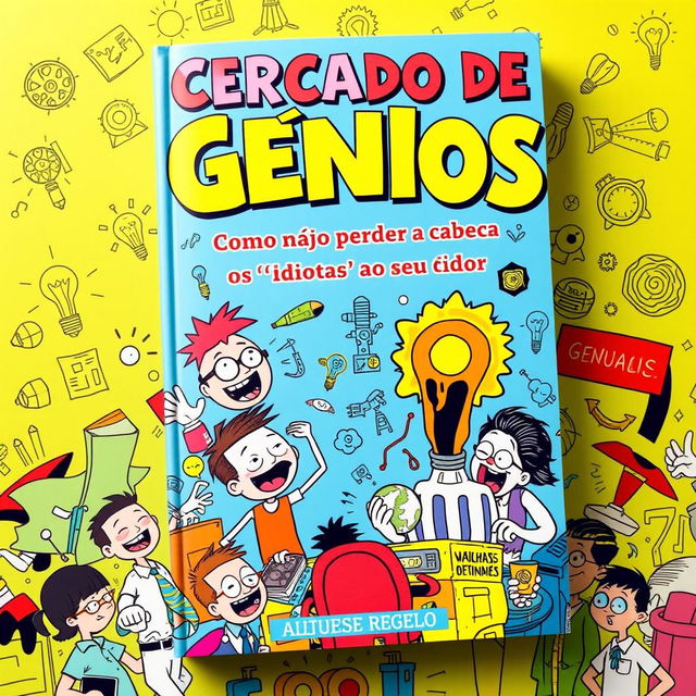 A visually engaging book cover design for 'Cercado de Gênios: Como Não Perder a Cabeça com os 'Idiotas' ao Seu Redor'