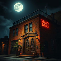 A detailed depiction of a classic mafia base building, set in an urban environment