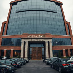 A massive, imposing mafia base building, showcasing a blend of modern and old-world architecture