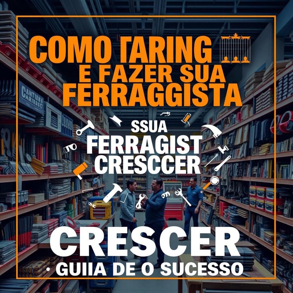 A visually striking book cover for 'COMO MONTAR E FAZER SUA FERRAGISTA CRESCER: GUIA DE SUCESSO'