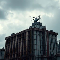 A massive mafia base building, featuring an intimidating and rusty grey facade