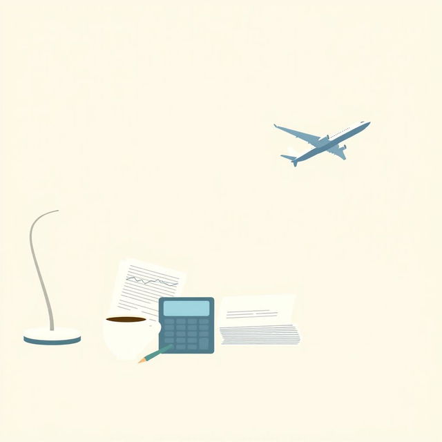 A minimalist illustration capturing the concept of balancing accounting and aviation dreams