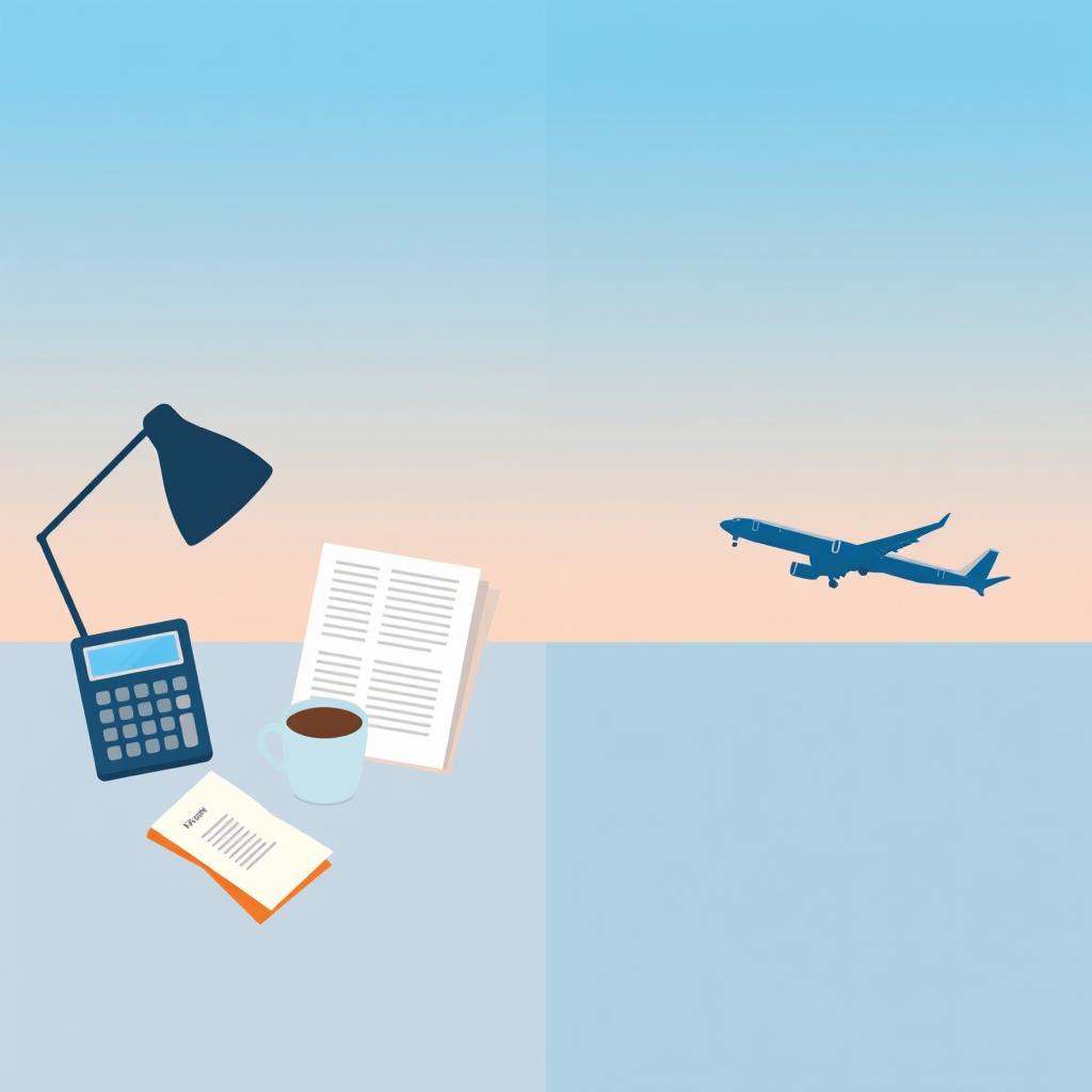 A minimalist illustration capturing the concept of balancing accounting and aviation dreams