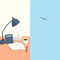 A minimalist illustration capturing the concept of balancing accounting and aviation dreams