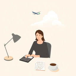 A simple yet evocative illustration that symbolizes the balance between accounting and the dream of aviation
