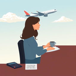 A simple yet evocative illustration that symbolizes the balance between accounting and the dream of aviation