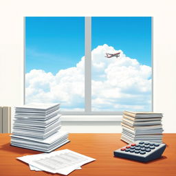 A realistic yet simple depiction representing the theme of balancing debits and dreams