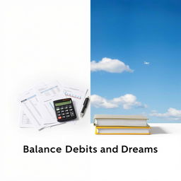 A realistic and simple representation of the theme 'Balancing Debits and Dreams'