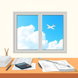 A simple yet realistic composition illustrating the theme of 'Balancing Debits and Dreams'