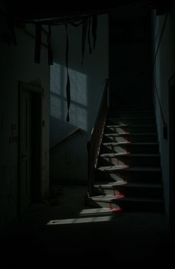 An eerie abandoned building, filled with an unsettling atmosphere