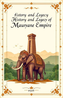 A captivating cover page design featuring the grandeur of the Mauryan Empire