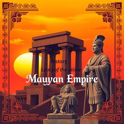 An engaging cover page design depicting the history and legacy of the Mauryan Empire