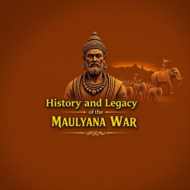 A compelling cover page design showcasing the history of the Mauryan Empire, specifically highlighting the Kalinga War