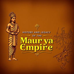 A visually striking cover page design focused on the Mauryan Empire, particularly the Kalinga War