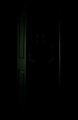 A silhouette of a man standing in the threshold of a slightly open door, embodying a moment of confusion and determination