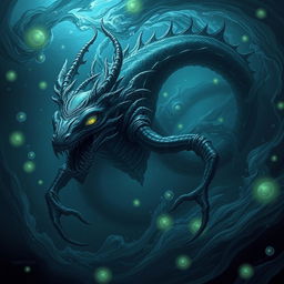 A mesmerizing yet terrifying abyssal creature, emanating a sense of ancient power and darkness