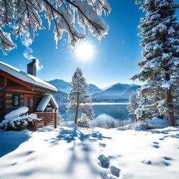 A tranquil winter landscape captured through a photographer's lens, showcasing soft, freshly fallen snow blanketing the ground and trees