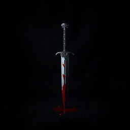 A dramatic scene featuring a dark, textured backdrop, such as black velvet or shadowy fabric, serving as the canvas for a menacing dagger