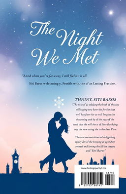 A book cover design for 'The Night We Met' by Siti Baros