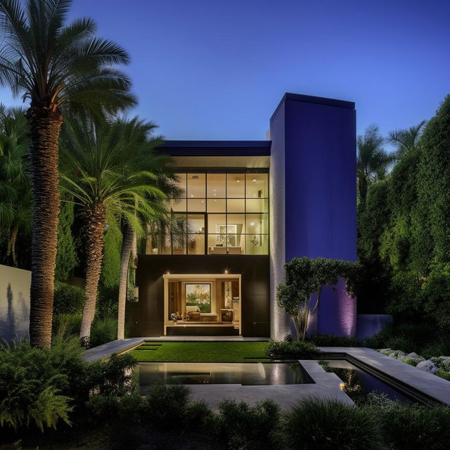 A luxurious modern mansion, showcasing state-of-the-art design elements, floor-to-ceiling windows, and sleek shapes, nestled amidst lush landscapes.