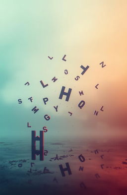 A surreal landscape inspired by the concept of memory, with ethereal wisps of light and shadow intertwining among floating letters, representing the last fragments of thoughts and experiences